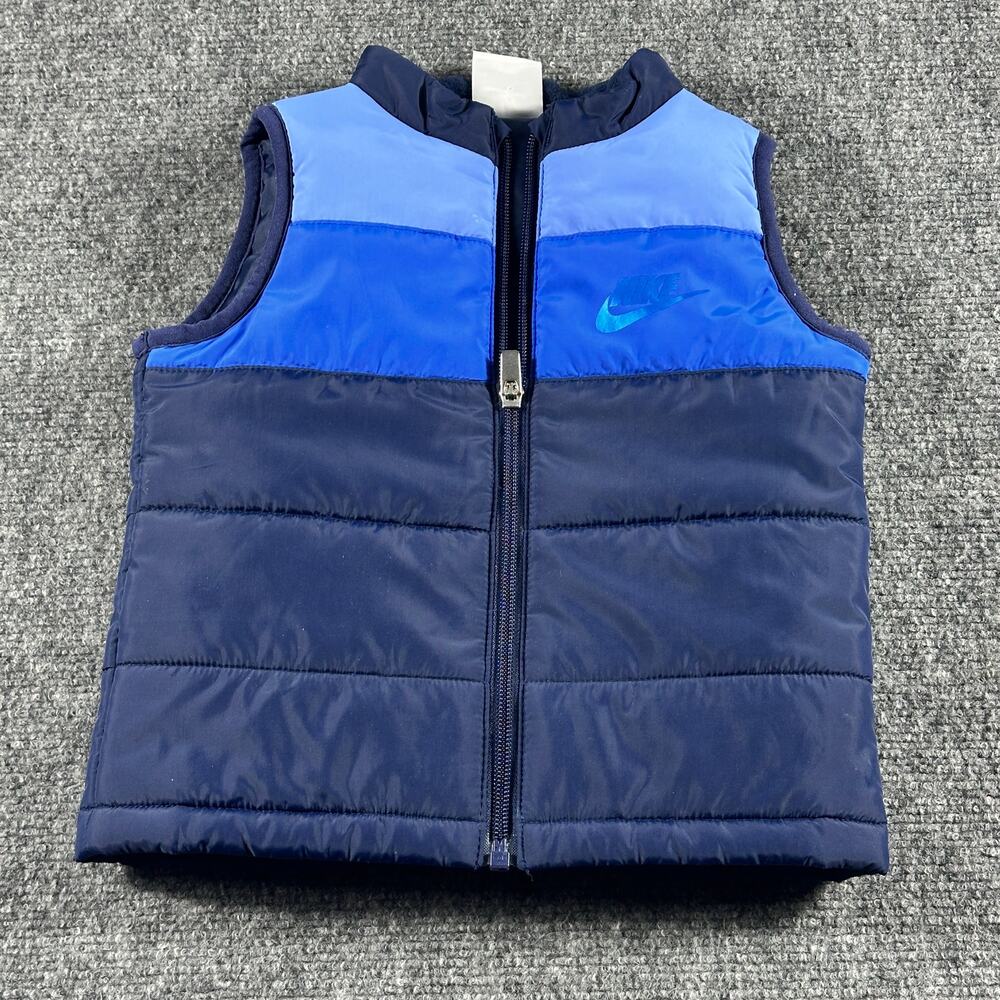 Nike Puffer Vest Toddler Boys 24M Blue Colorblock Full Zip Swoosh 86-92cm